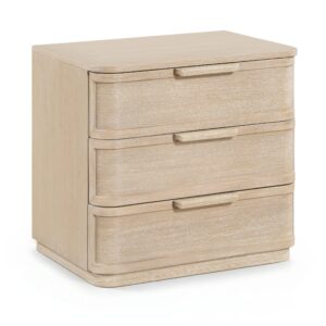 Florence 26" Natural Oak Veneer And Solid Wood Nightstand, 1 Piece