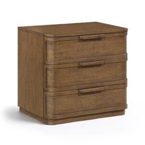 Florence 26" Brown Oak Veneer And Solid Wood Nightstand, 1 Piece