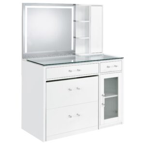 Stabler 2-drawer Vanity Set with LED Mirror White High Gloss