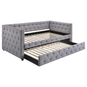 Warren Upholstered Twin Daybed with Trundle GreyGrey