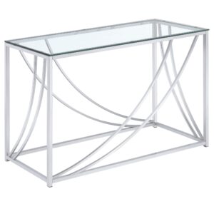 Gretchen Glass Top Entryway Sofa Console Table Accents ChromeChrome