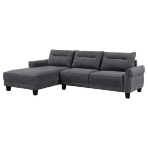Anna Upholstered Curved Arm Chaise Sectional Sofa GreyGrey