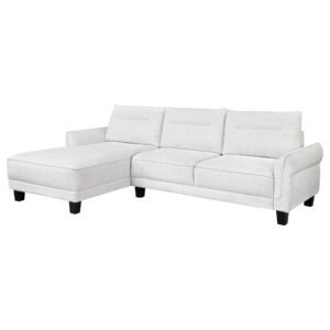 Anna Upholstered Curved Arm Chaise Sectional Sofa WhiteWhite