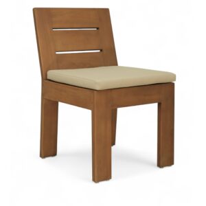 Isolde Tan Water Resistant Fabric Upholstered Outdoor Patio Dining Side Chair, 1 Piece