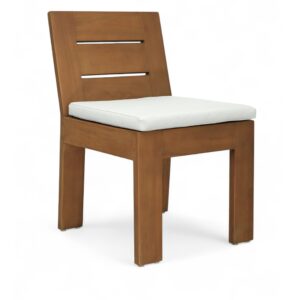 Isolde Off-White Water Resistant Fabric Upholstered Outdoor Patio Dining Side Chair, 1 Piece